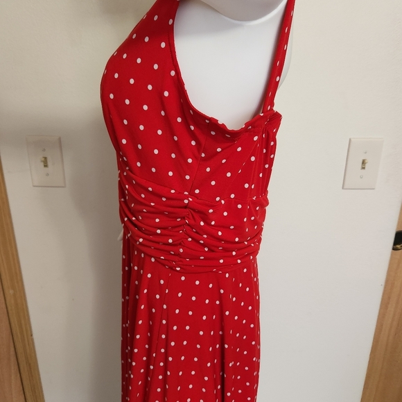 Red R&K polka dot sleeveless dress size 14 - Picture 6 of 11